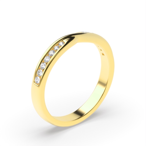 Channel Setting Round Yellow Gold Twisted Eternity Diamond Rings