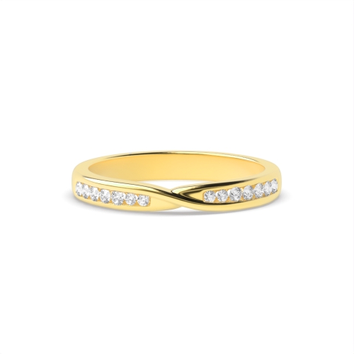 Channel Setting Round Yellow Gold Twisted Eternity Diamond Rings