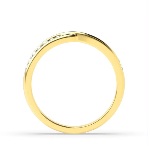 Channel Setting Round Yellow Gold Twisted Eternity Diamond Rings