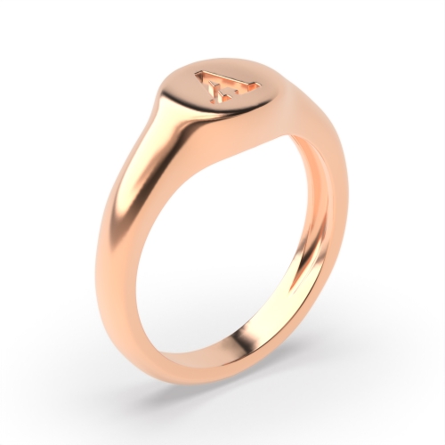 Rose Gold Alphabet letter a signet Diamond Band Wedding Rings & Bands