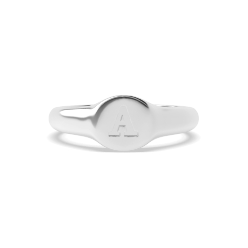 Alphabet Letter A Signet Men's Plain Wedding Band