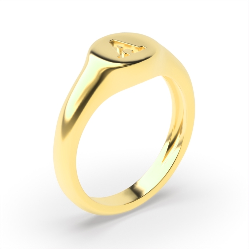 Yellow Gold Alphabet letter a signet Plain Ring Wedding Rings & Bands