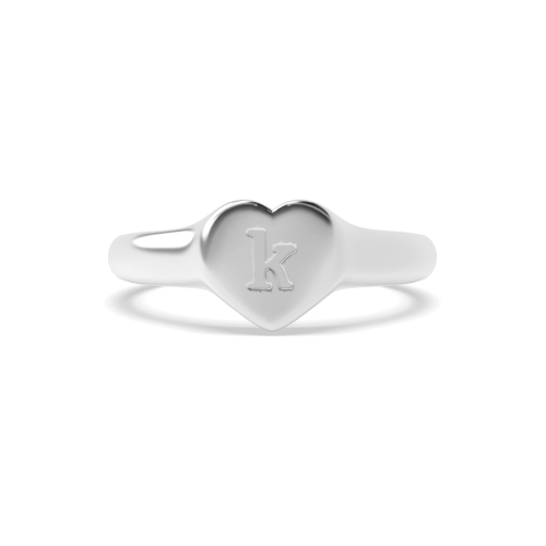 Alphabet Letter K Signet Men's Plain Wedding Band