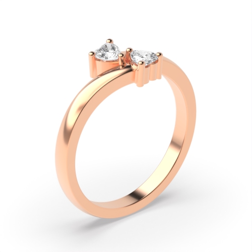 Prong Heart Rose Gold Solar cascade Toi Et Moi Engagement Rings