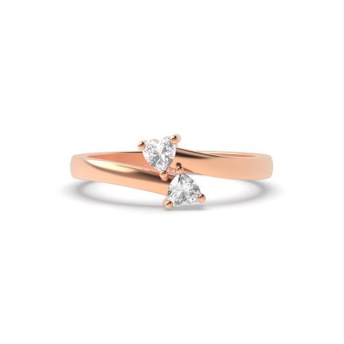 Prong Heart Rose Gold Solar cascade Toi Et Moi Engagement Rings