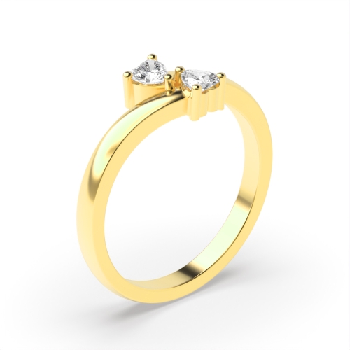 Prong Heart Yellow Gold Solar cascade Toi Et Moi Engagement Rings