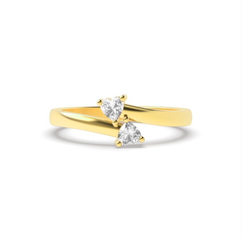 Prong Heart Yellow Gold Solar cascade Toi Et Moi Engagement Rings