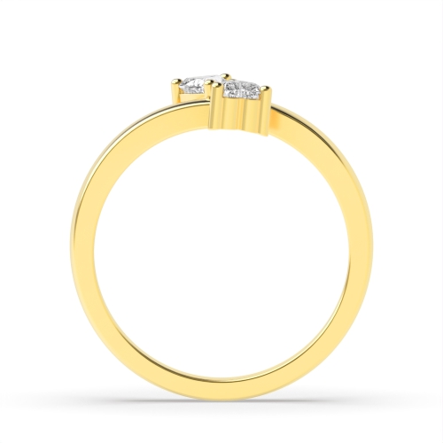 Prong Heart Yellow Gold Solar cascade Toi Et Moi Engagement Rings