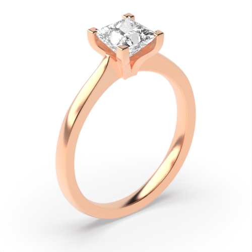 4 Prong Princess Rose Gold Solitaire Engagement Rings