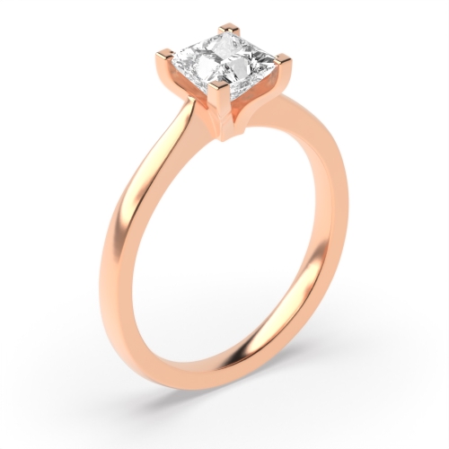 4 Prong Princess Rose Gold Corner claws open setting Engagement Rings
