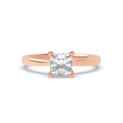 4 Prong Princess Rose Gold Corner claws open setting Engagement Rings