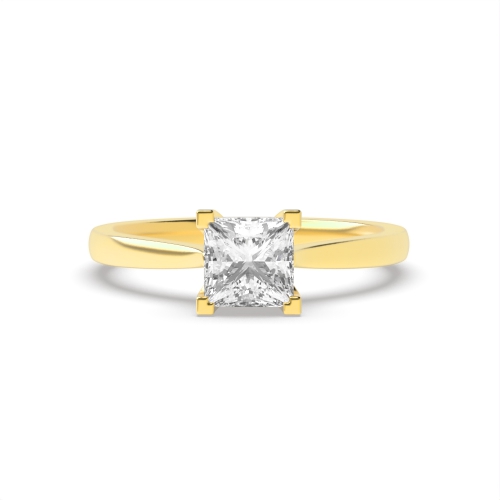 4 Prong Princess Yellow Gold Corner claws open setting Engagement Rings