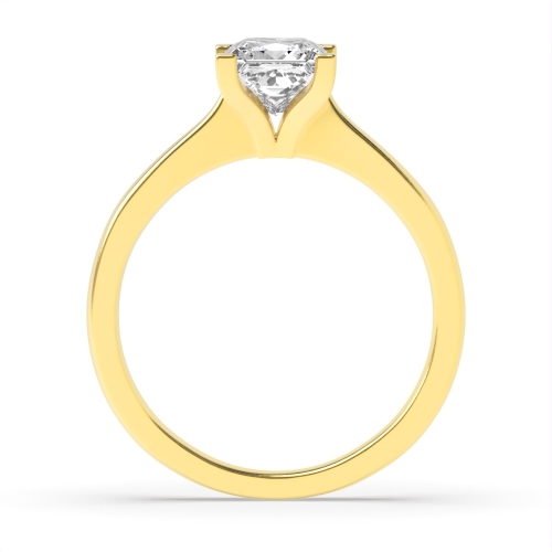 4 Prong Princess Yellow Gold Corner claws open setting Engagement Rings