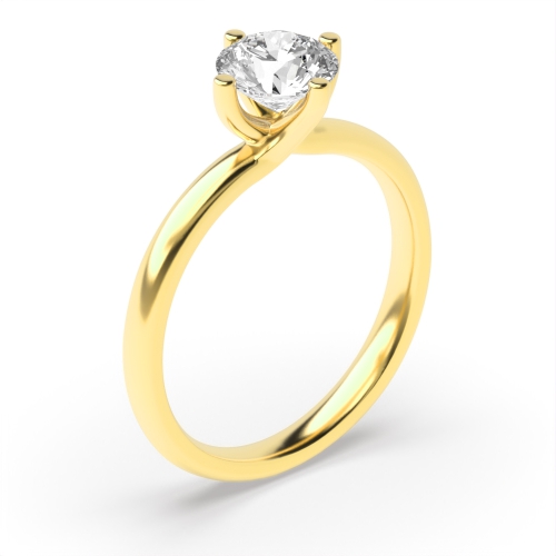 4 Prong Round Yellow Gold Twist claws Engagement Rings
