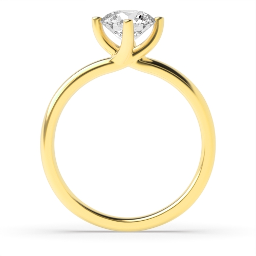 4 Prong Round Yellow Gold Twist claws Engagement Rings