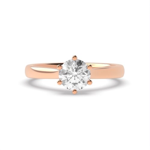 4 Prong Round Rose Gold Modern setting Engagement Rings