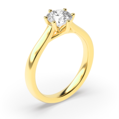 4 Prong Round Yellow Gold Modern setting Engagement Rings