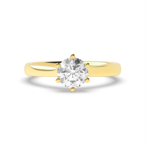 4 Prong Round Yellow Gold Modern setting Engagement Rings
