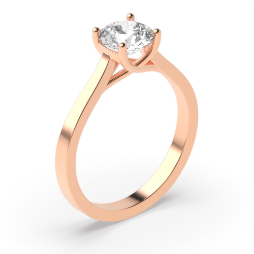 4 Prong Round Rose Gold High set Crossover claws Engagement Rings