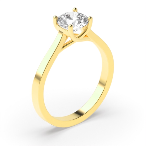 4 Prong Round Yellow Gold High set Crossover claws Engagement Rings