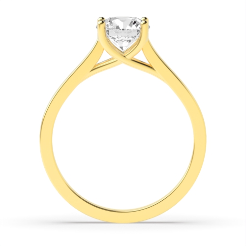 4 Prong Round Yellow Gold High set Crossover claws Engagement Rings