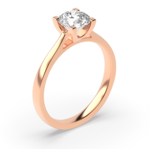 Round Cut Square Claws Solitaire Diamond Engagement Ring