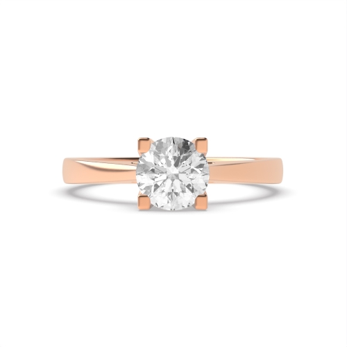 4 Prong Round Rose Gold Squared claws Engagement Rings