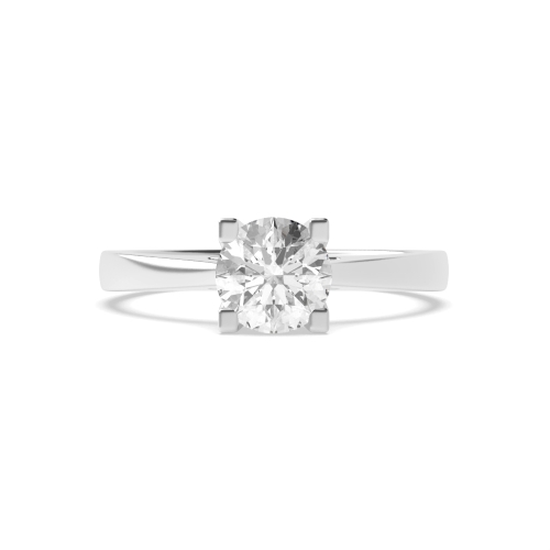 4 Prong Round Platinum Squared claws Engagement Rings