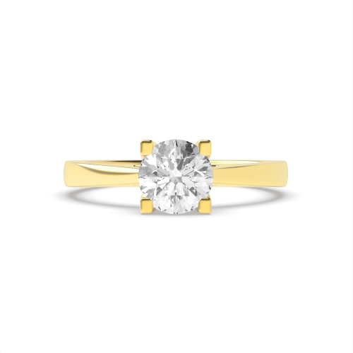 4 Prong Round Yellow Gold Squared claws Engagement Rings