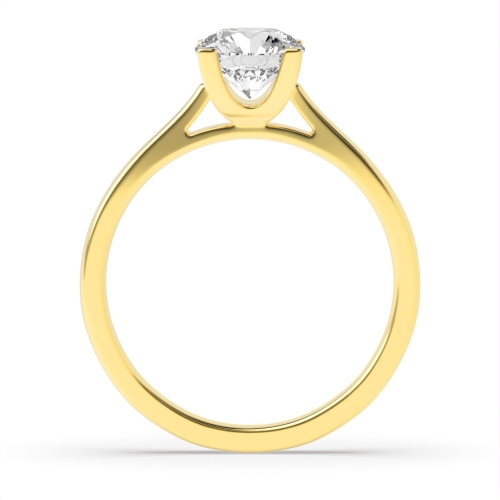4 Prong Round Yellow Gold Squared claws Engagement Rings