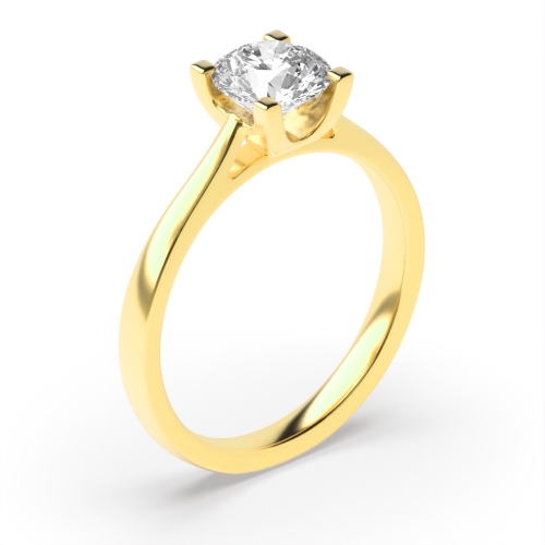 round cut square claws solitaire diamond engagement ring
