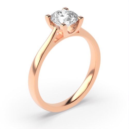 4 Prong Round Rose Gold Square claws Engagement Rings