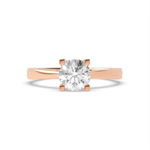 4 Prong Round Rose Gold Square claws Engagement Rings