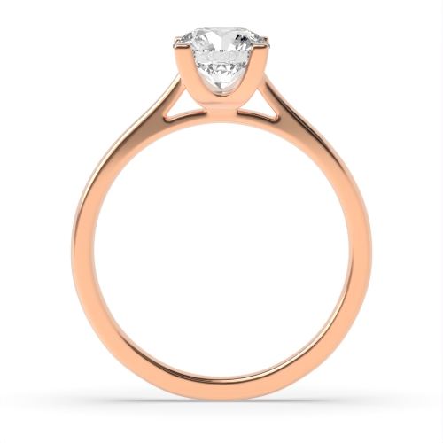 4 Prong Round Rose Gold Square claws Engagement Rings