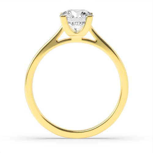 4 Prong Round Yellow Gold Square claws Engagement Rings