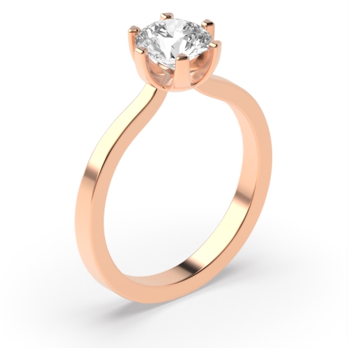 6 Prong Round Rose Gold Graceful Engagement Rings