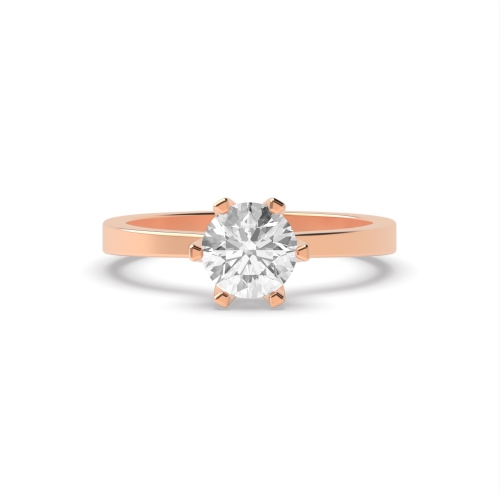 6 Prong Round Rose Gold Graceful Engagement Rings