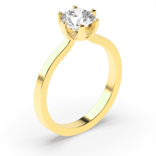 6 Prong Round Yellow Gold Graceful Engagement Rings