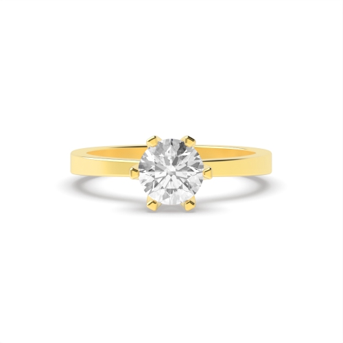 6 Prong Round Yellow Gold Graceful Engagement Rings