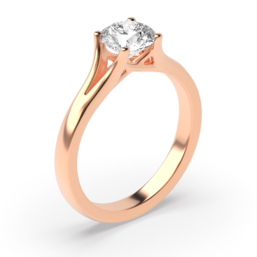 4 Prong Round Rose Gold Split shoulder Engagement Rings