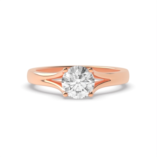 4 Prong Round Rose Gold Split shoulder Engagement Rings