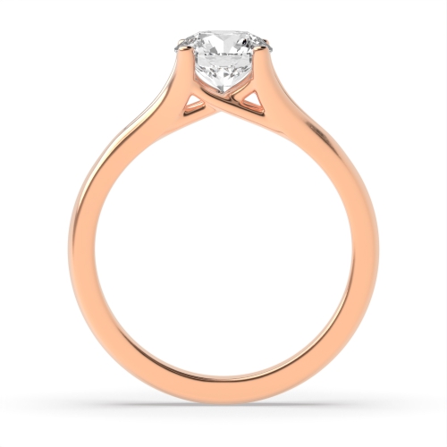 4 Prong Round Rose Gold Split shoulder Engagement Rings