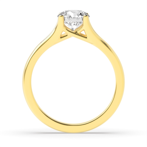 4 Prong Round Yellow Gold Split shoulder Engagement Rings