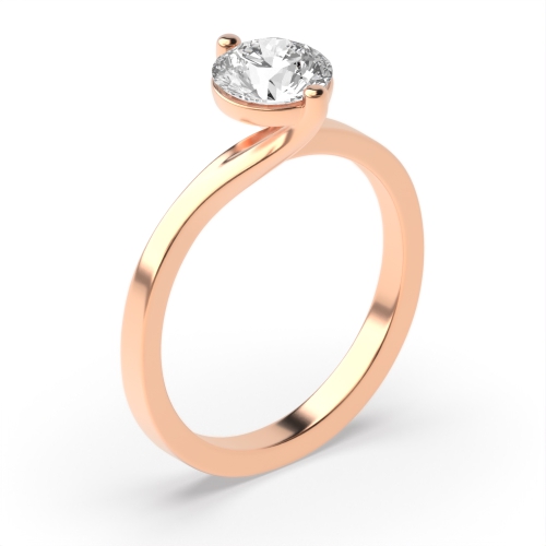 Pave Setting Round Rose Gold Solitaire Engagement Rings