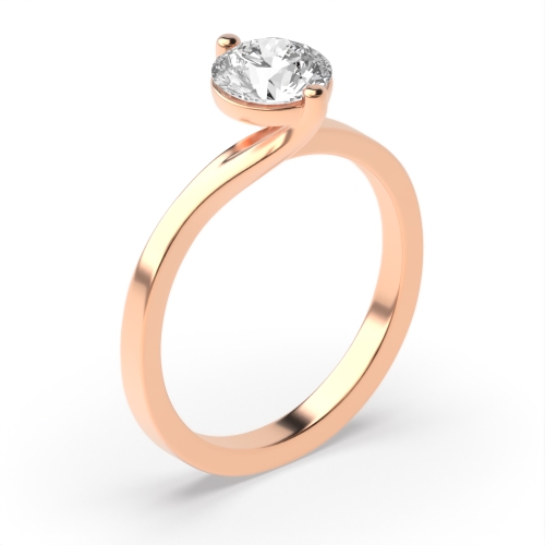 Pave Setting Round Rose Gold Twisted head Engagement Rings