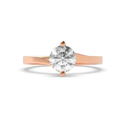 Pave Setting Round Rose Gold Twisted head Engagement Rings