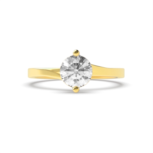 Pave Setting Round Yellow Gold Twisted head Engagement Rings