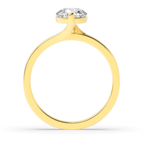 Pave Setting Round Yellow Gold Twisted head Engagement Rings
