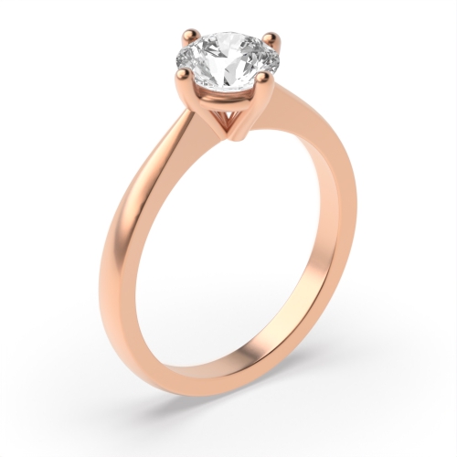 4 Prong Round Rose Gold Compass set Engagement Rings