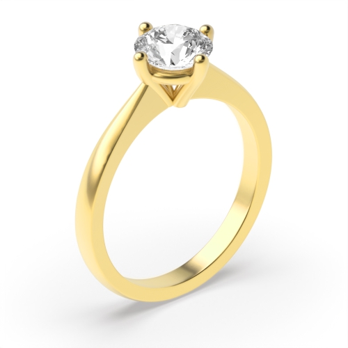4 Prong Round Yellow Gold Compass set Engagement Rings